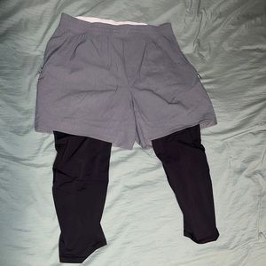 Lululemon shorts with running tights, men’s Large